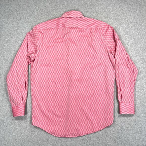 Robert Graham Shirt Mens 39 15.5 Med Pink Geometric Flip Cuff Collar Loud Bold - Picture 3 of 12